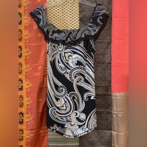 White House Black Market paisley ruffle sleeve blouse Large